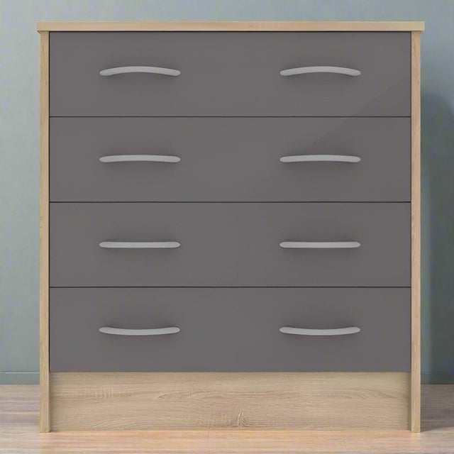 Heartlands Furniture Chest of Drawers Bardalona 4 Drawer Chest Grey Gloss