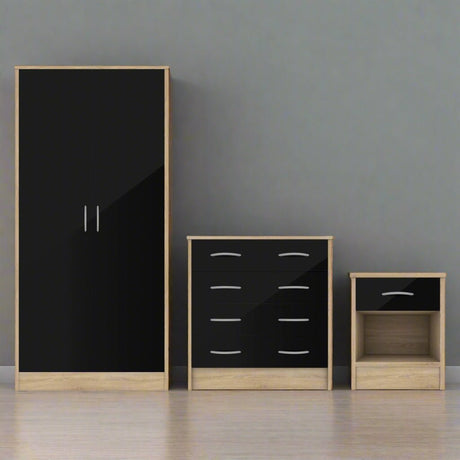 Heartlands Furniture Bedside Table Bardalona Bedside Black Gloss