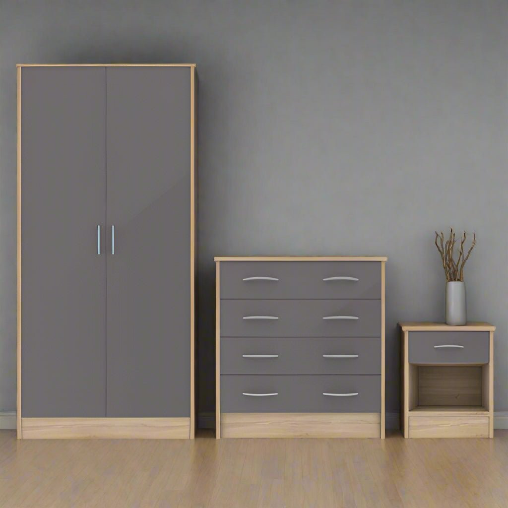 Heartlands Furniture Bedside Table Bardalona Bedside Grey Gloss