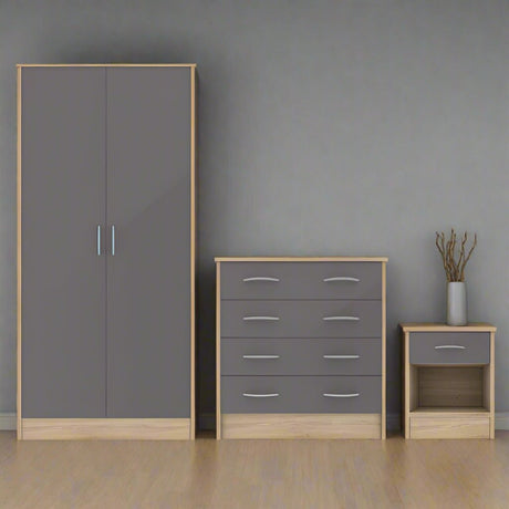 Heartlands Furniture Bedside Table Bardalona Bedside Grey Gloss