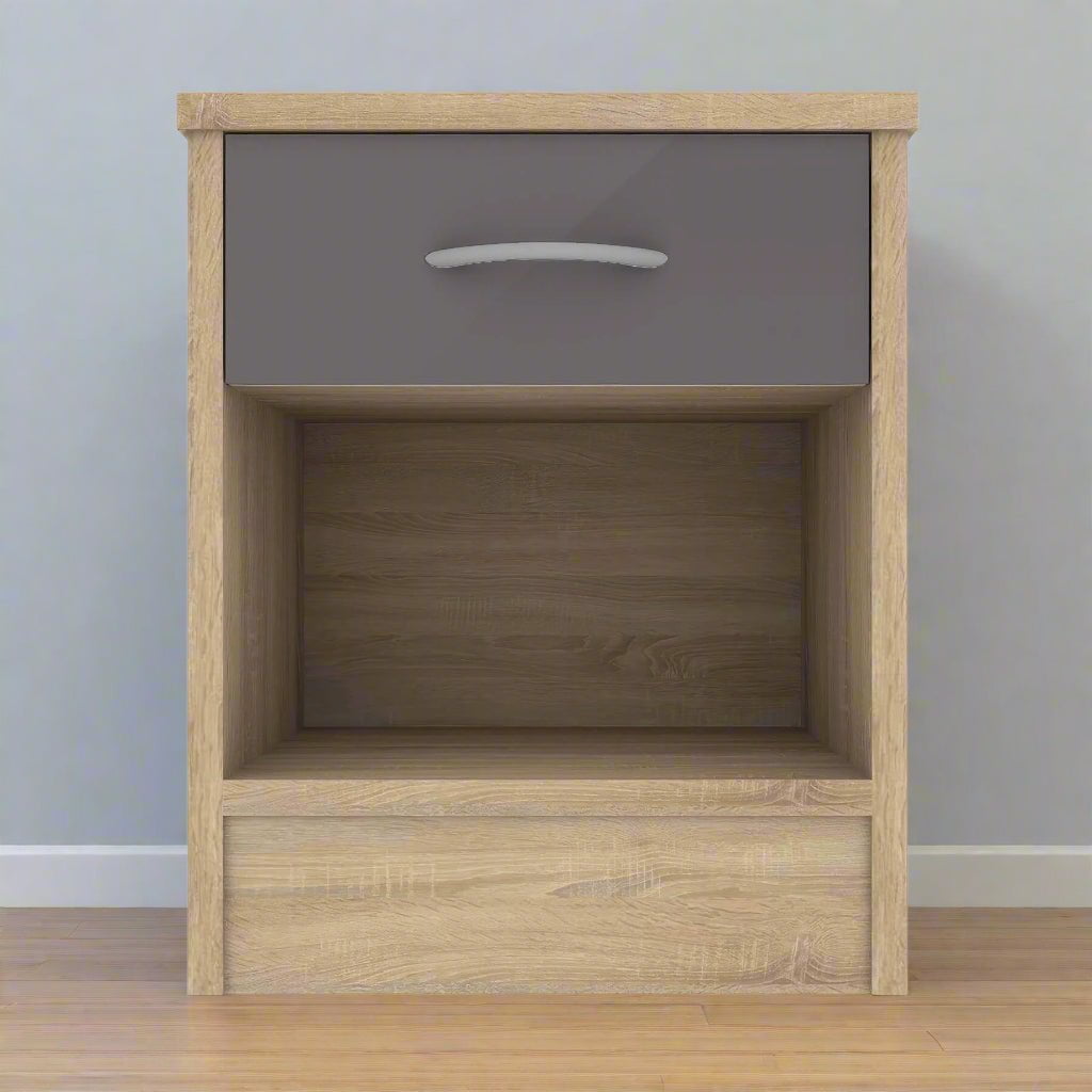 Heartlands Furniture Bedside Table Bardalona Bedside Grey Gloss