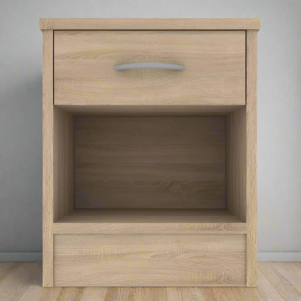Heartlands Furniture Bedside Table Bardalona Bedside Oak Effect