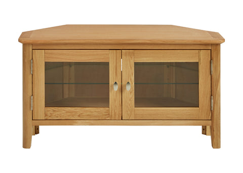 Bath Oak Corner Media Stand