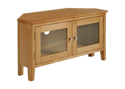Bath Oak Corner Media Stand