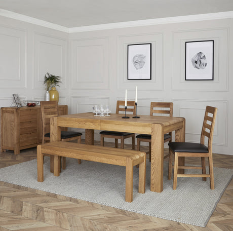 Corndell Dining Table Set Bergen Dining Bundle - Compact Ext. Table, 4 Victoria Steel Chairs and 1 Small Bench