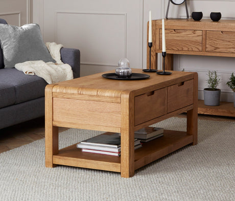 Corndell Coffee Table Set Bergen Oak Coffee Table and Nest of Tables Bundle