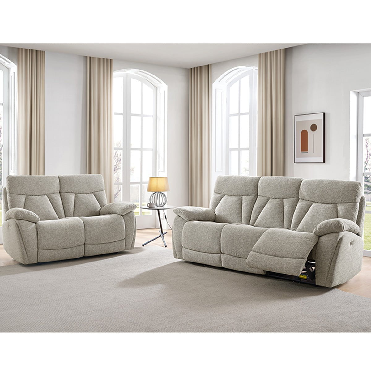 Lebus Sofa Suite 3 Seater & 2 Seater Boston Reclining Sofa and Chair in Beige