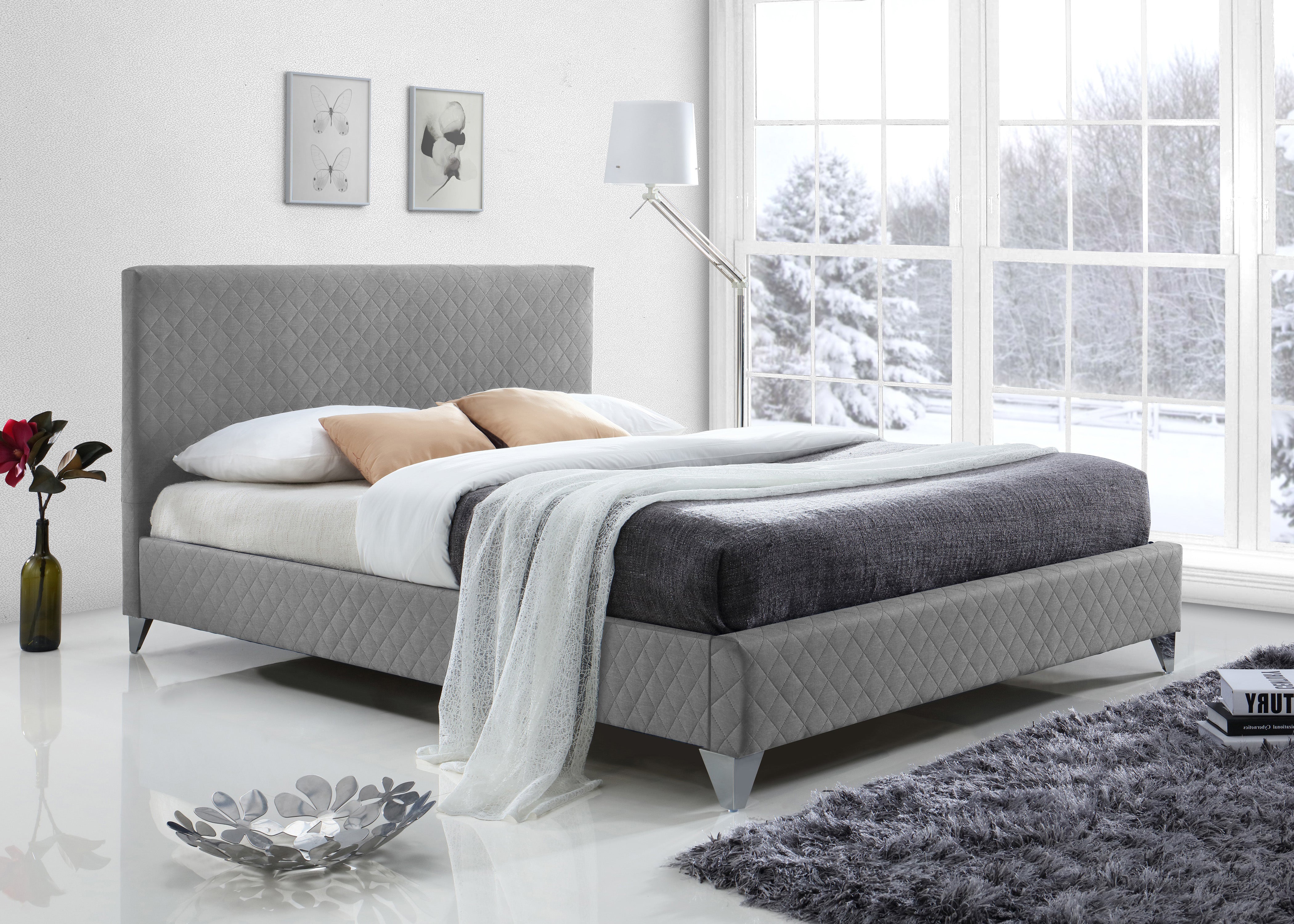 Time Living Bed Frame Double 135cm / Grey Brooklyn Fabric Bed Frame