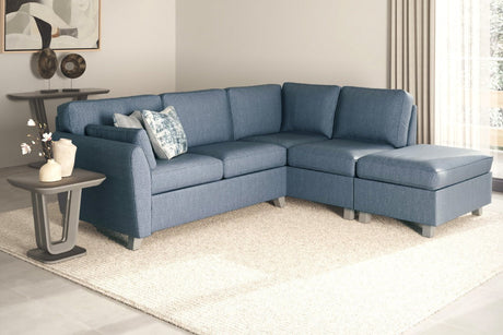Vida Living Ottoman Stool Cantrell Blue Ottoman Stool
