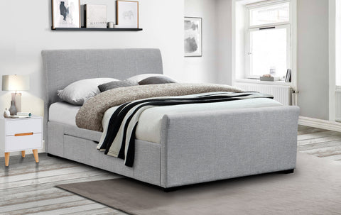 Julian Bowen Bed Capri Light Grey with Drawers 150cm King Bed