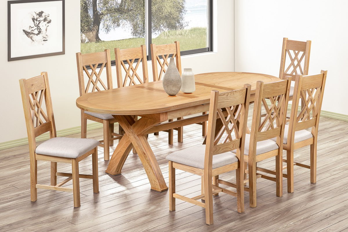 Your Home Style Dining Table Chatterton Oak 180/230 Oval Cross Leg Extending Dining Table