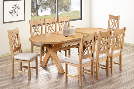 Your Home Style Dining Table Chatterton Oak 180/230 Oval Cross Leg Extending Dining Table