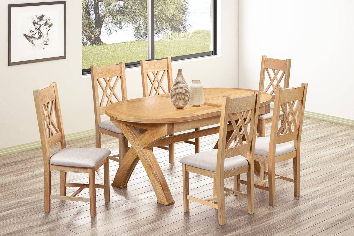 Your Home Style Dining Table Chatterton Oak 180/230 Oval Cross Leg Extending Dining Table