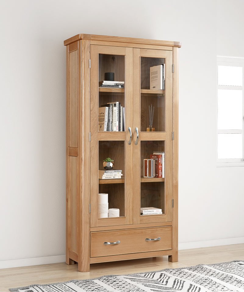 Your Home Style Cabinet Chatterton Oak Display Cabinet with Glass Doors