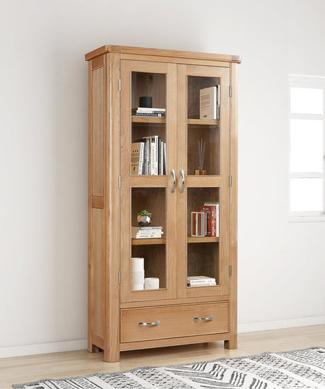 Your Home Style Cabinet Chatterton Oak Display Cabinet with Glass Doors