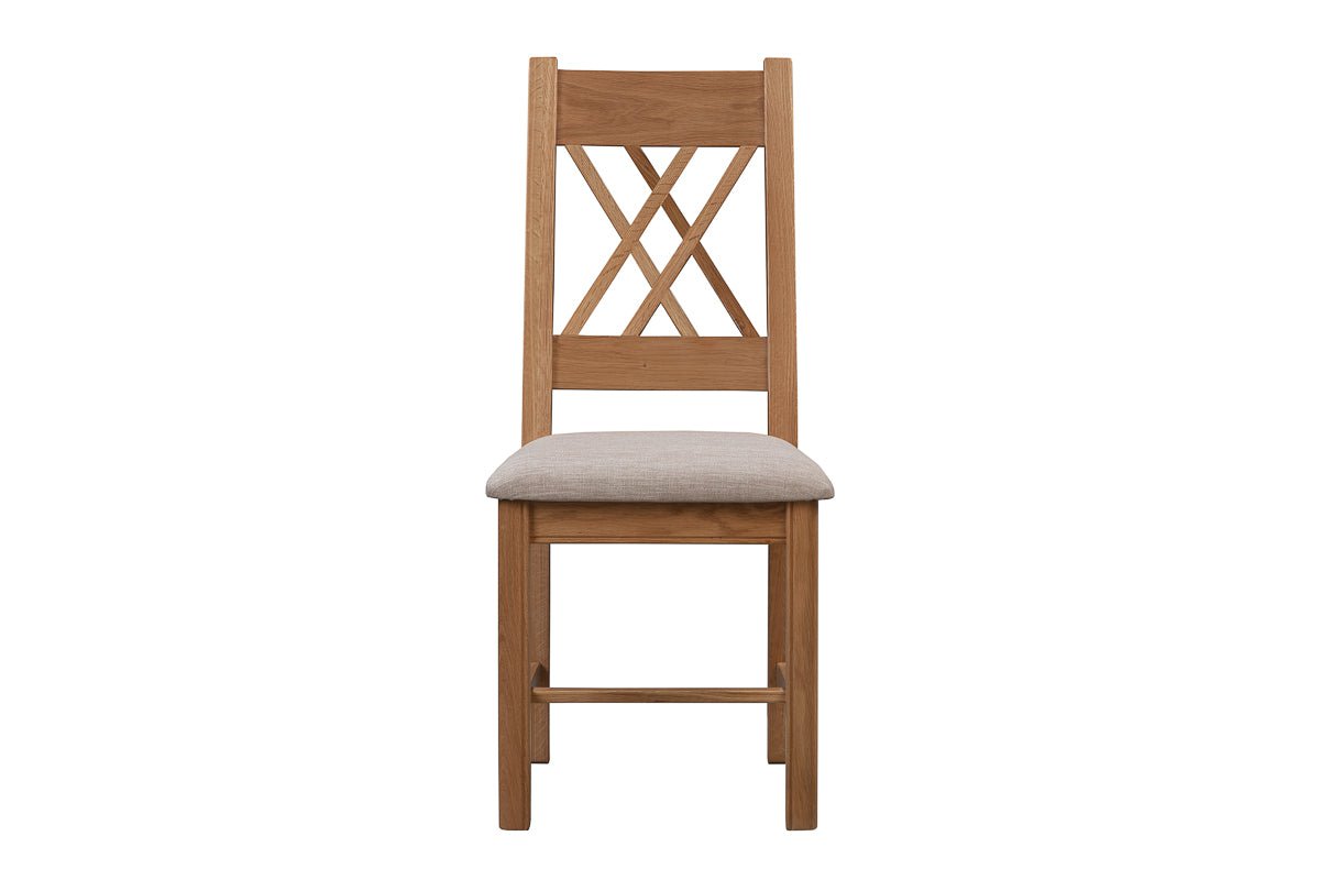 Your Home Style Dining Chairs Chatterton Oak Pair of Natural Oak Chairs - Fabric Seat Pad