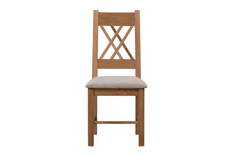 Your Home Style Dining Chairs Chatterton Oak Pair of Natural Oak Chairs - Fabric Seat Pad