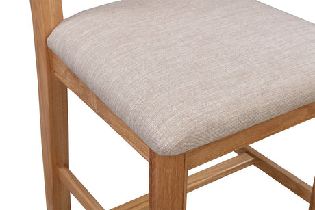Your Home Style Dining Chairs Chatterton Oak Pair of Natural Oak Chairs - Fabric Seat Pad