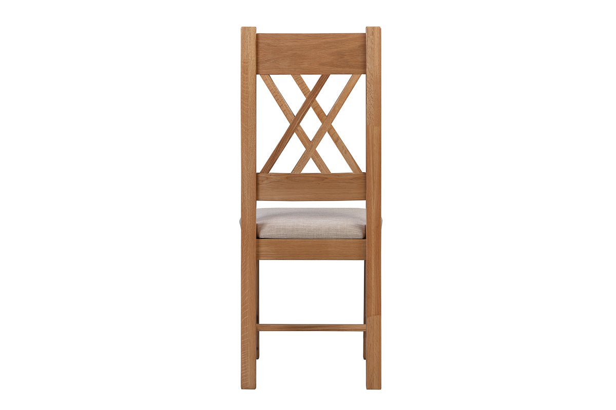 Your Home Style Dining Chairs Chatterton Oak Pair of Natural Oak Chairs - Fabric Seat Pad