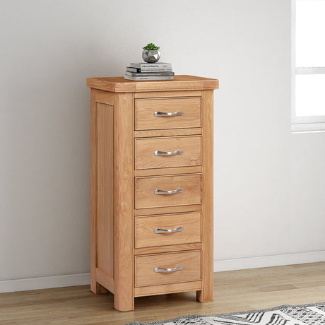 Your Home Style Chest of Drawers Chatterton Oak Tall Chest with 5 Drawers