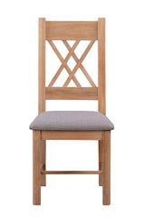 Your Home Style Dining Chairs Chatterton Painted Pair of Washed Oak Chairs - Grey Fabric Seat Pad
