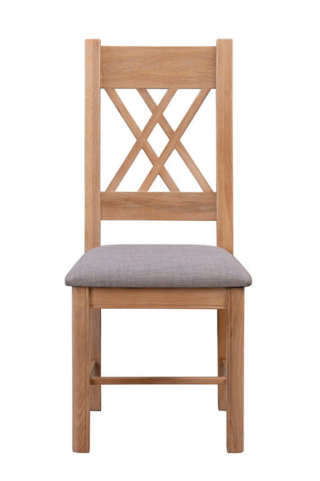 Your Home Style Dining Chairs Chatterton Painted Pair of Washed Oak Chairs - Grey Fabric Seat Pad