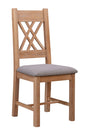Your Home Style Dining Chairs Chatterton Painted Pair of Washed Oak Chairs - Grey Fabric Seat Pad