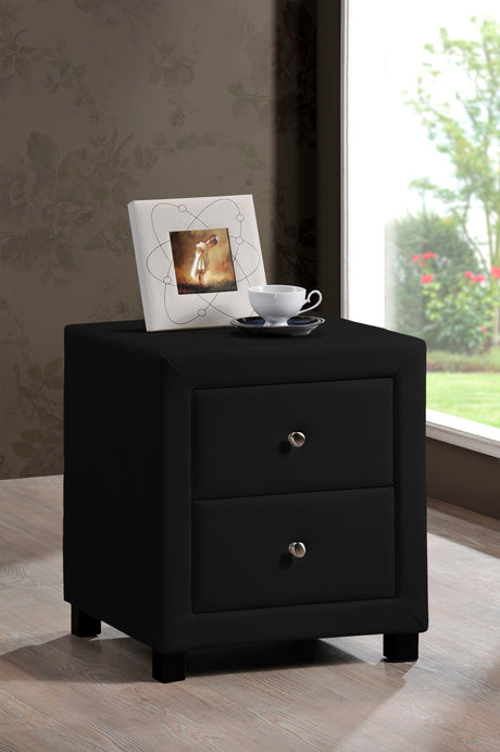 Time Living Bedside Cabinet Black Chelsea Fabric 2 Drawer Bedside Cabinet