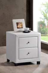 Time Living Bedside Cabinet White Chelsea Fabric 2 Drawer Bedside Cabinet
