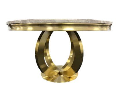AWST Dining Table Chelsey Gold 1.3m Round Marble Dining Table