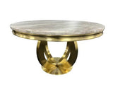 AWST Dining Table Chelsey Gold 1.3m Round Marble Dining Table