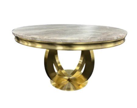 AWST Dining Table Chelsey Gold 1.3m Round Marble Dining Table