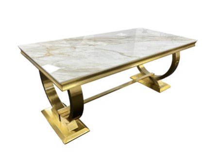 AWST Dining Table Chelsey Gold 1.8m Marble Dining Table