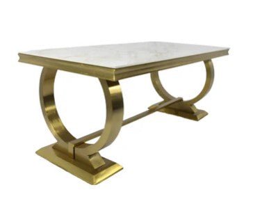 AWST Dining Table Chelsey Gold 1.8m Marble Dining Table