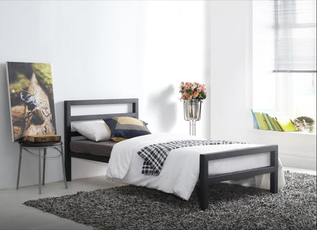 Time Living Bed Frame Single 90cm / Black City Block Metal Bed Frame