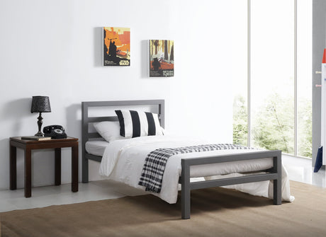 Time Living Bed Frame Single 90cm / Grey City Block Metal Bed Frame