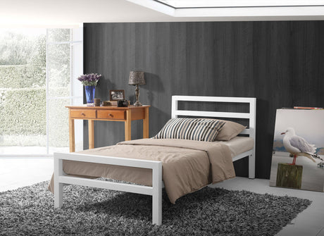Time Living Bed Frame Single 90cm / White City Block Metal Bed Frame