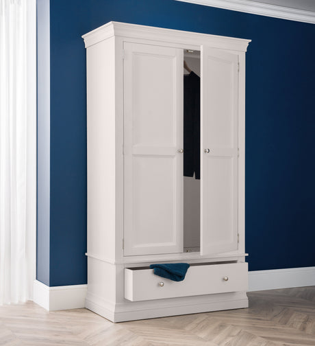 Julian Bowen Wardrobes Clermont 2 Door 1 Drawer Wardrobe - Light Grey