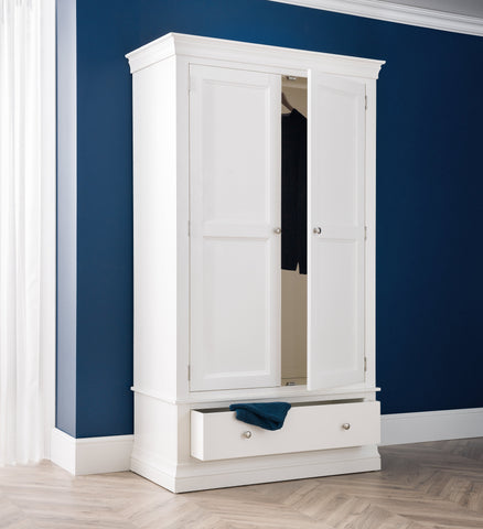 Clermont 2 Door 1 Drawer Wardrobe - Surf White