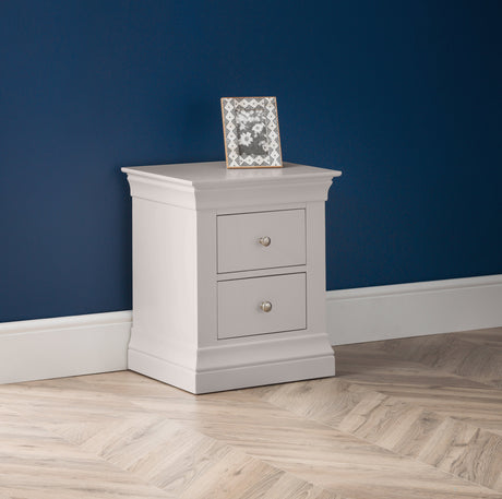 Julian Bowen Bedside Clermont 2 Drawer Bedside - Light Grey