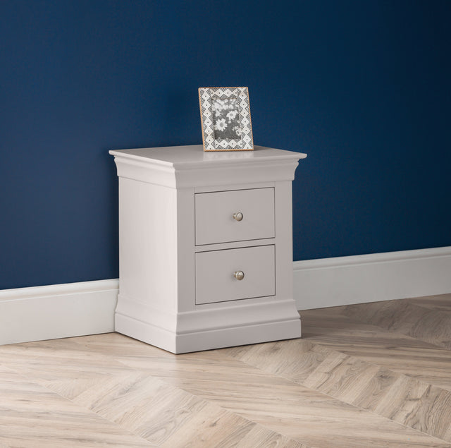 Julian Bowen Bedside Clermont 2 Drawer Bedside - Light Grey