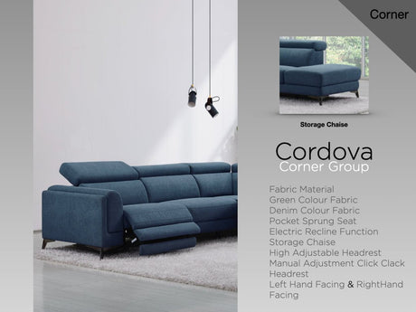 Annaghmore Corner Sofa Cordova Blue Corner Suite - Left Hand Facing