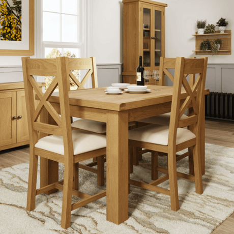 Your Home Essentials Dining Table Set County Oak 1.25m Butterfly Extending Dining Table Set with Chairs