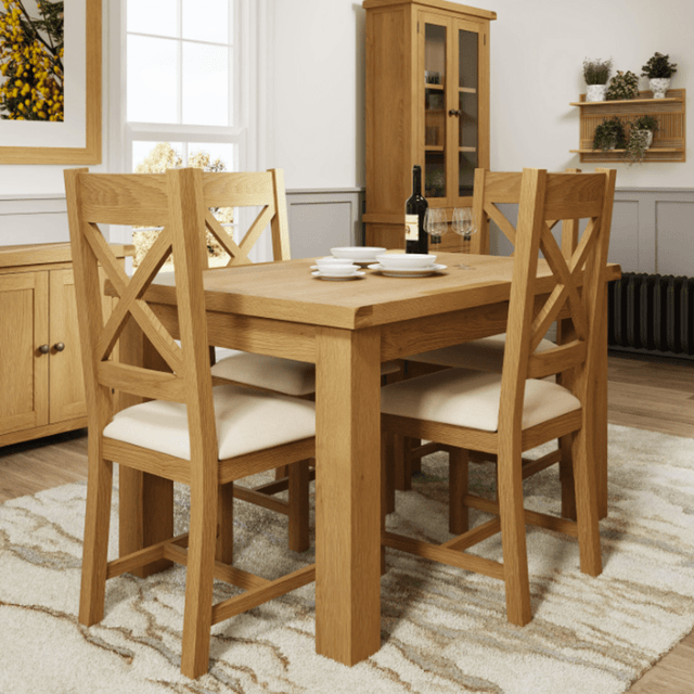 Your Home Essentials Dining Table Set County Oak 1.25m Butterfly Extending Dining Table Set with Chairs