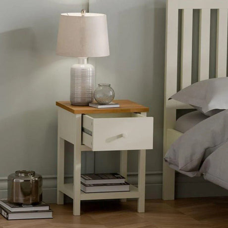 Julian Bowen Bedside Coxmoor 1 Drawer - Ivory and Oak