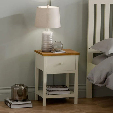 Julian Bowen Bedside Coxmoor 1 Drawer - Ivory and Oak