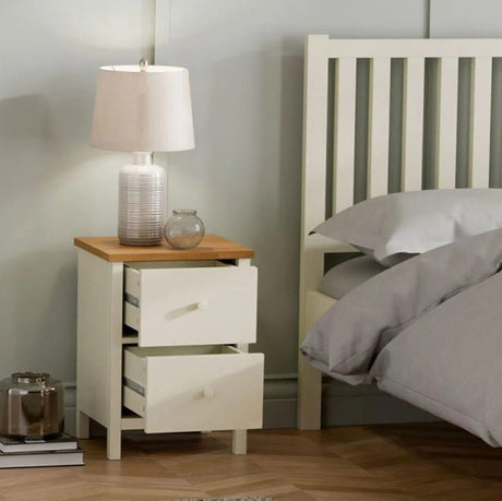 Julian Bowen Chests Coxmoor 2 Drawer Bedside - Ivory and Oak