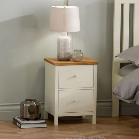 Julian Bowen Chests Coxmoor 2 Drawer Bedside - Ivory and Oak