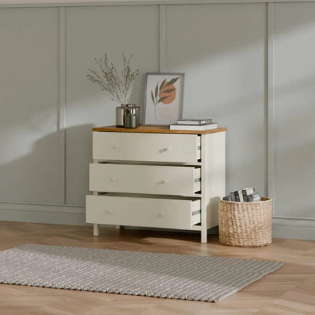 Julian Bowen Chests Coxmoor 3 Drawer Chest - Ivory and Oak