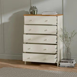 Julian Bowen Chests Coxmoor 5 Drawer Wide Chest - Ivory and Oak